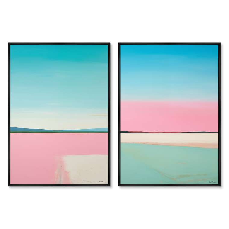 Набор из двух репродукций картин Landscape collection, Lines of Blue, 2024г.