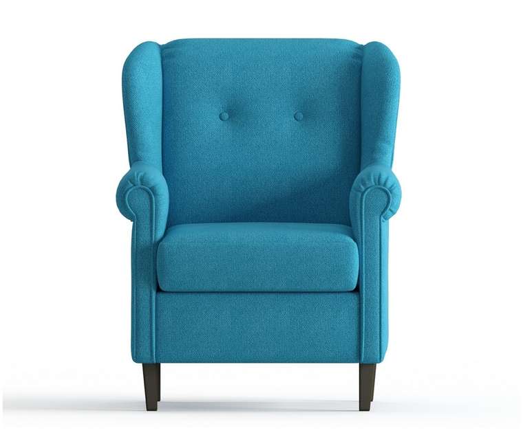 Кресло из велюра Леон голубого цвета
