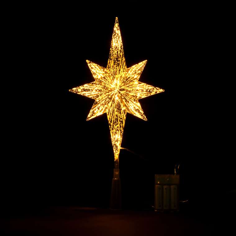 Верхушка на ёлку Звезда  8-конечная золотого цвета