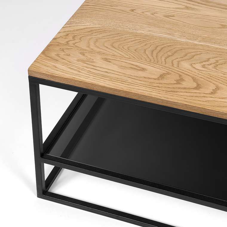 Журнальный стол London twin black светлый дуб черное стекло