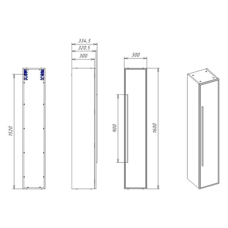 Пенал подвесной La Fenice Elba FNC-05-ELB-G-30, серо-зеленый