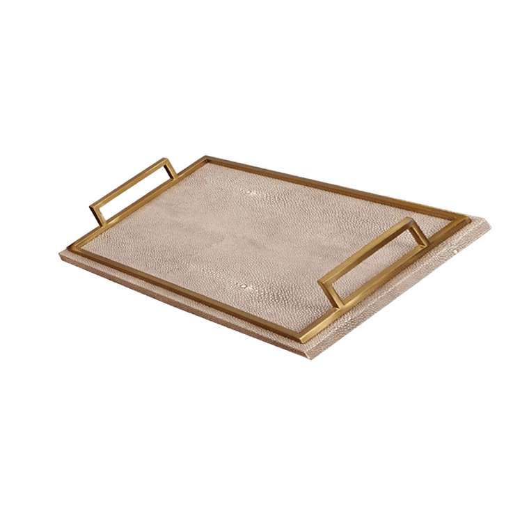 Поднос Leather Tray бежевого цвета