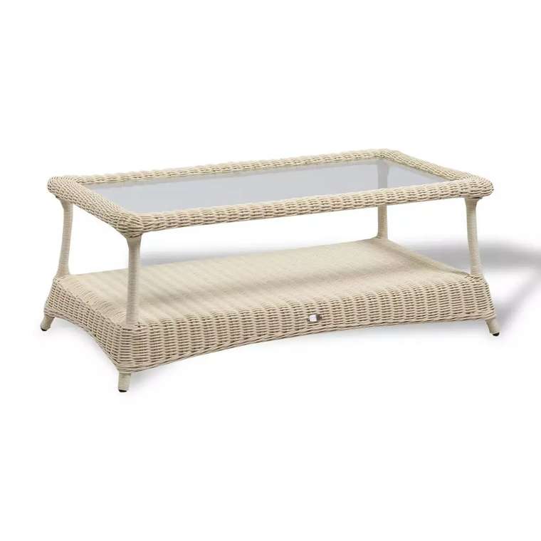 Садовый журнальный стол Женева из искусственного ротанга бежевого цвета