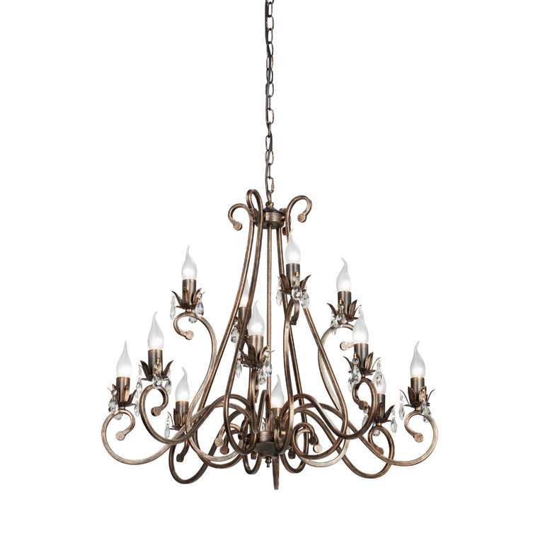 Люстра подвесная Vitaluce V1845-7/8+4 , 12 ламп 36м2, Е14, 40Вт, цвет чёрный с бронзой.