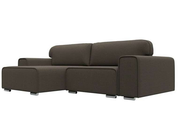 Угловой диван-кровать Лига 029 коричневого цвета левый угол