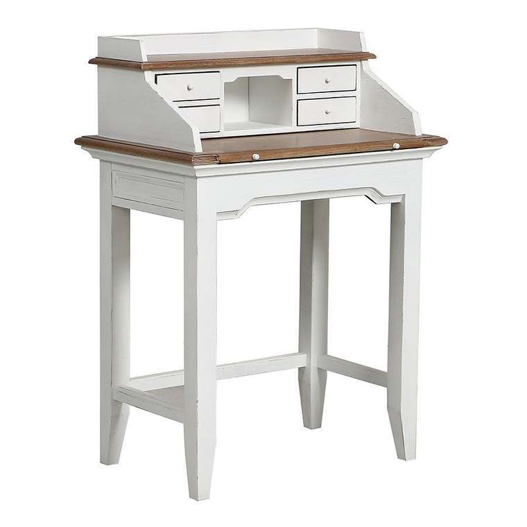 Стол-бюро из массива состаренной белой сосны Либерти белого цвета