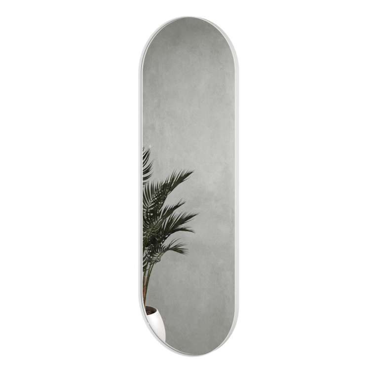 Дизайнерское настенное зеркало Nolvis L в тонкой металлической раме белого цвета