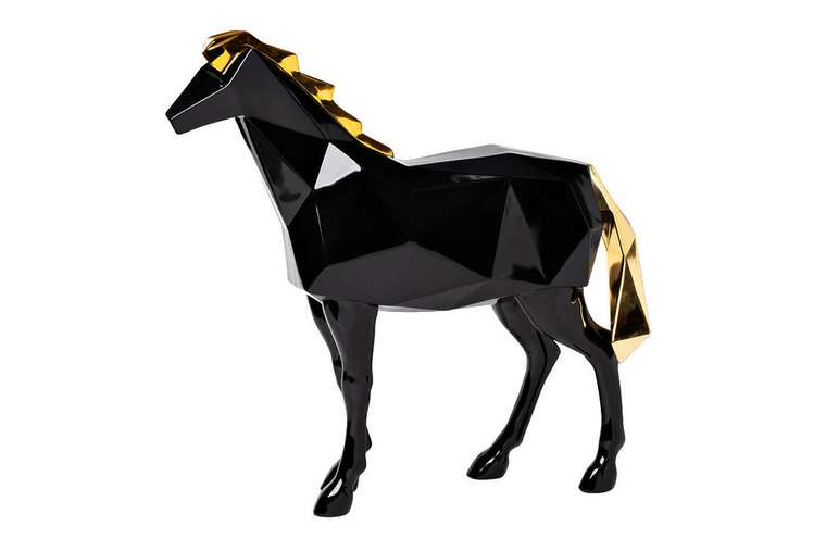 Статуэтка Лошадь черная с золотом 