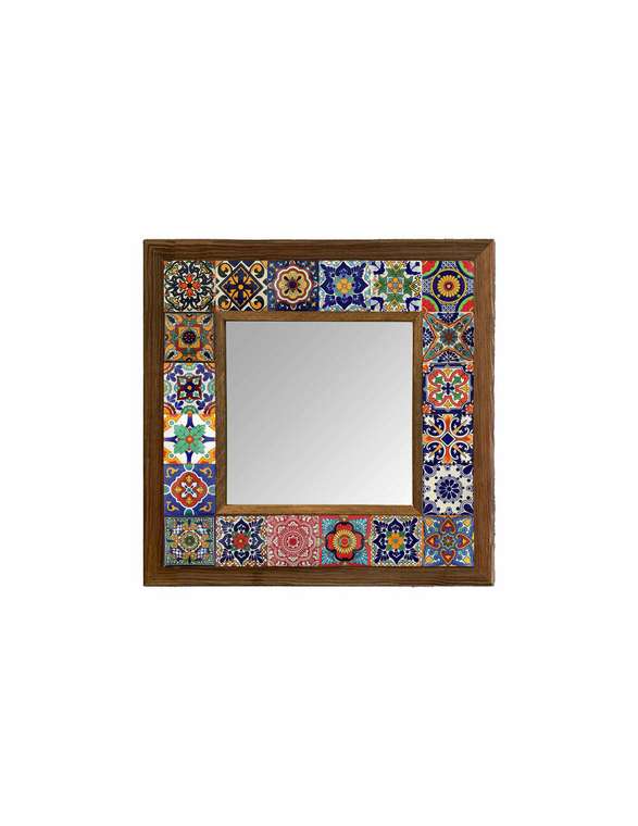 Настенное зеркало 33x33 с мозаикой из камня