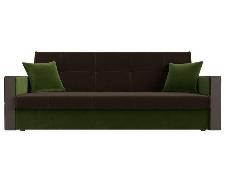 Прямой диван-кровать Валенсия зелено-коричневого цвета