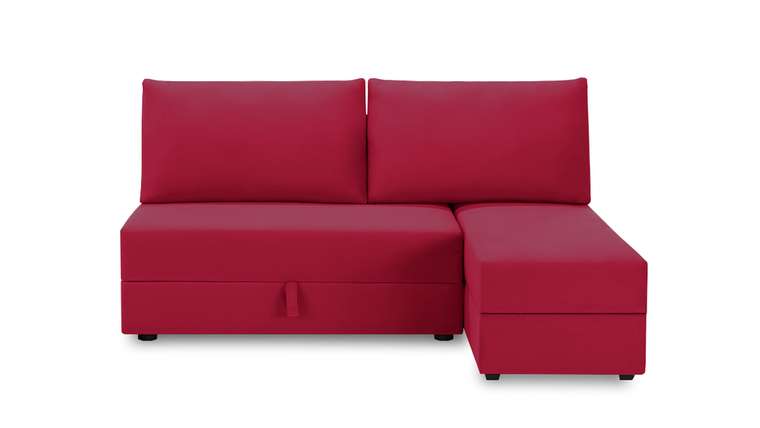 Угловой диван-кровать с оттоманкой Джелонг Лайт красного цвета