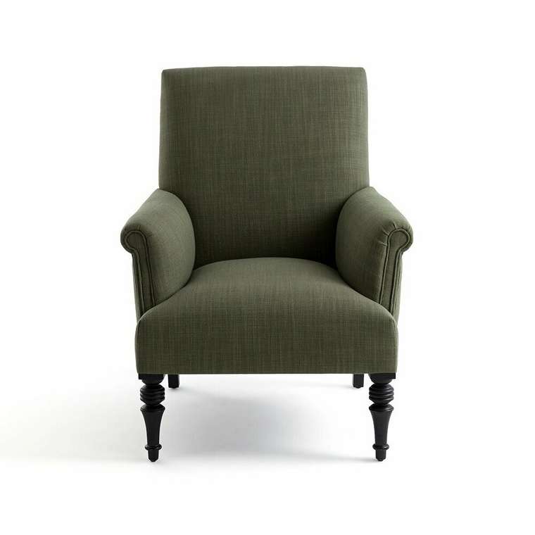 Кресло из полиэстера и льна Diane зеленого цвета