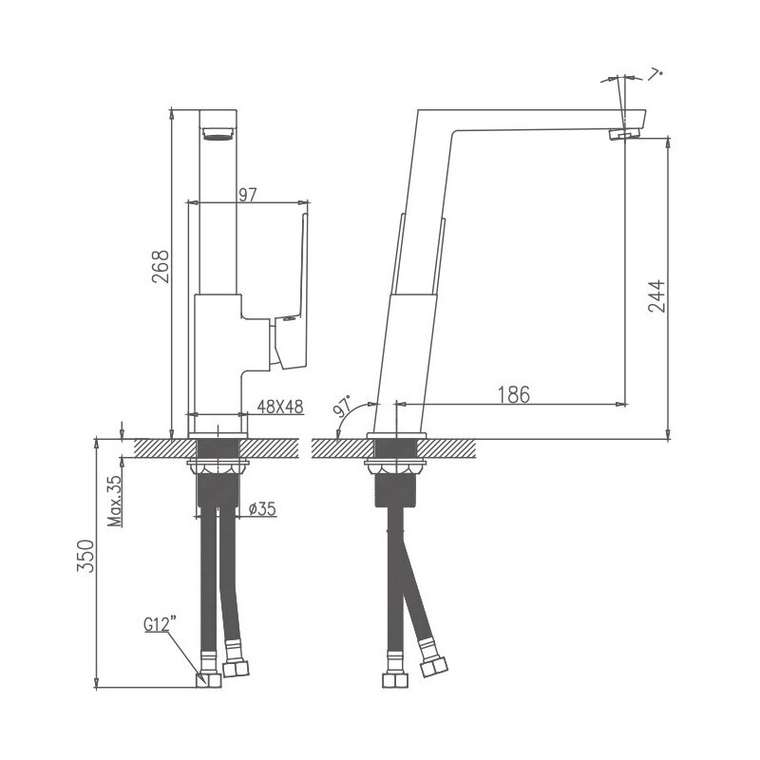 Смеситель для кухни Haiba HB70191, хром