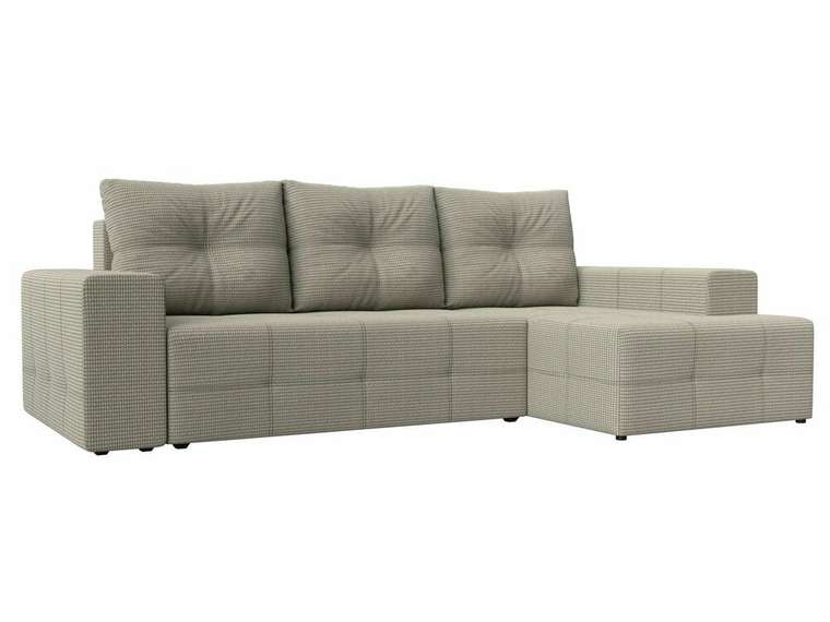 Угловой диван-кровать Перри серо-бежевого цвета правый угол