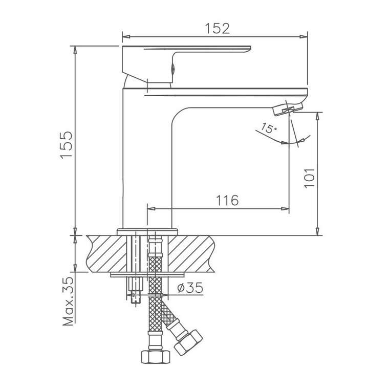 Смеситель для раковины Maretti Ritta-GM RIGM32RF505, оружейная сталь