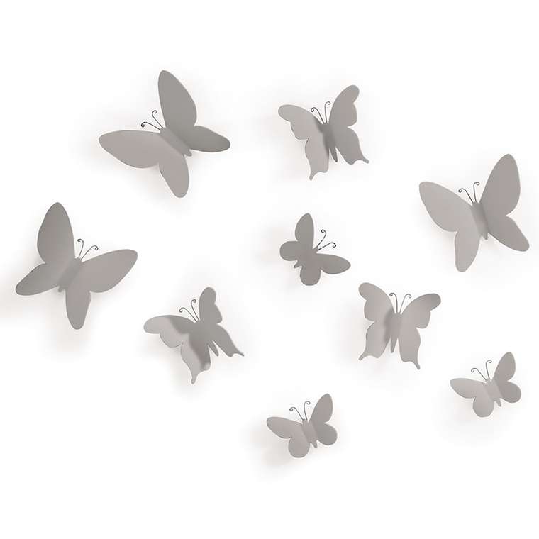 Декор для стен mariposa из девяти элементов серого цвета