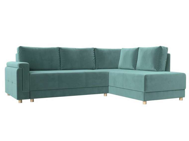 Угловой диван-кровать Лига 024 бирюзового цвета правый угол
