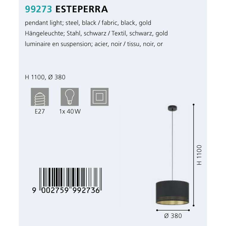 Подвесной светильник Esteperra черного цвета