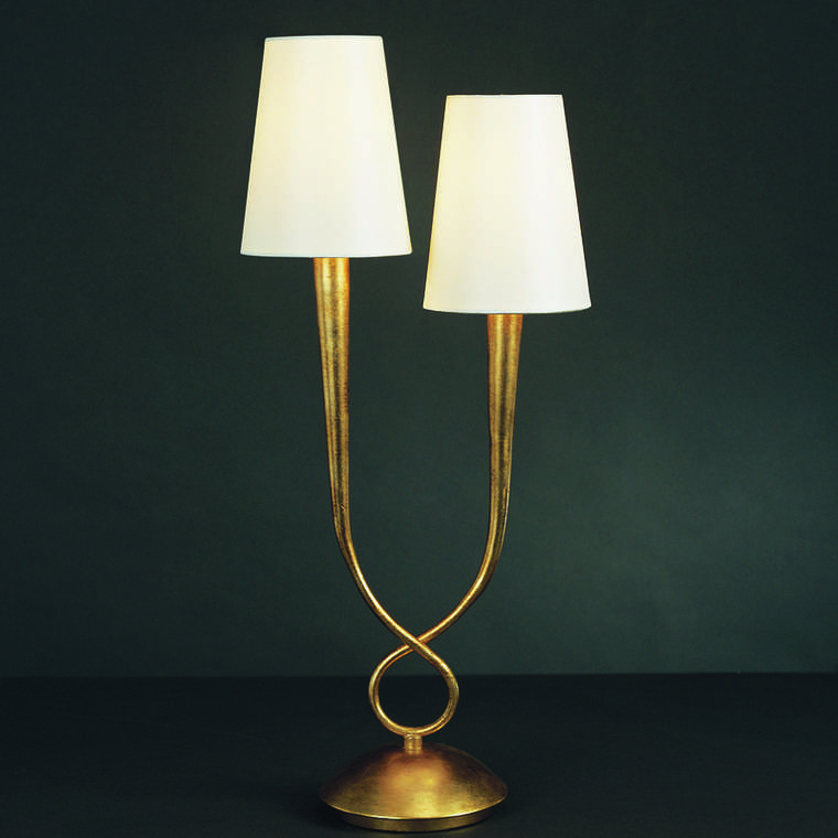 Настольная лампа Paola Painted Gold 3546 (ткань, цвет кремовый)