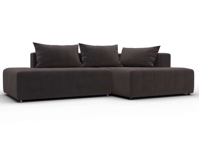 Угловой диван-кровать Лига-103 коричневого цвета правый
