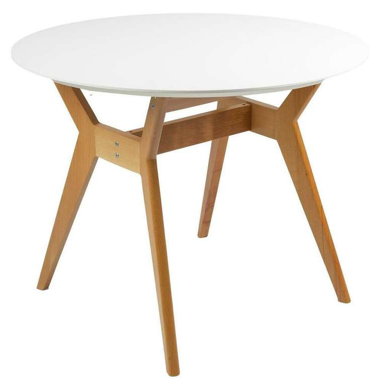 Стол обеденный Нарвик D96 бело-коричневого цвета