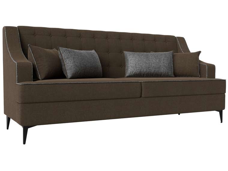Прямой диван Марк коричневого цвета с серым кантом