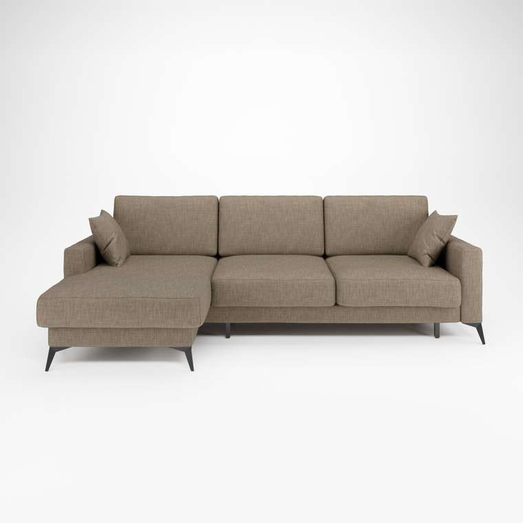Угловой диван-кровать Наоми 2 темно-бежевого цвета левый