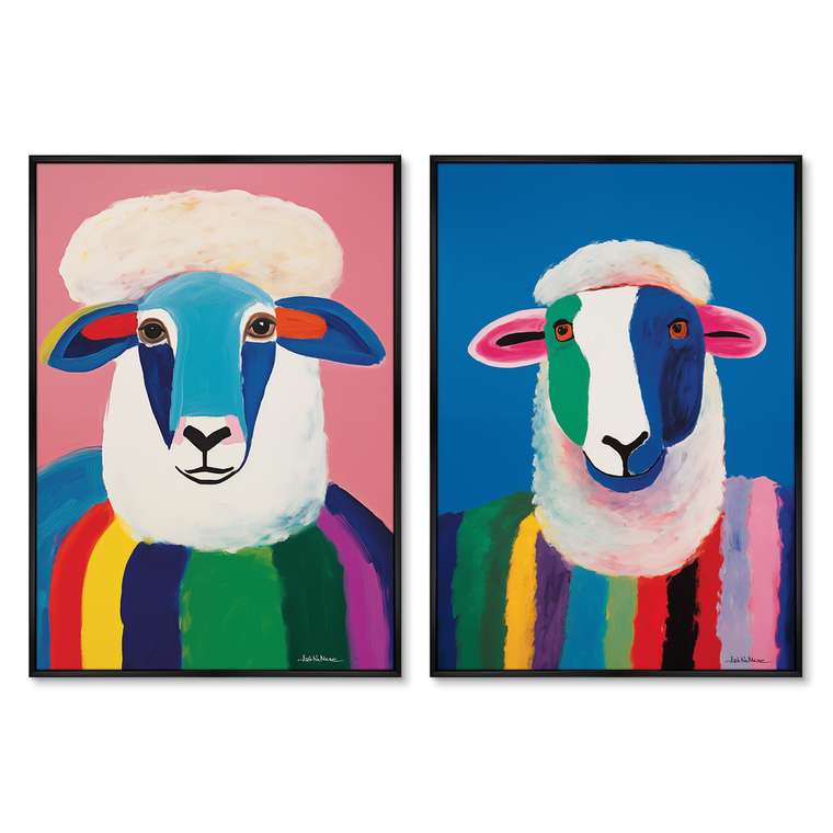 Набор из двух репродукций картин Sheep couple, 2024г.