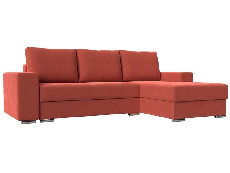 Угловой диван-кровать Дрезден кораллового цвета правый угол