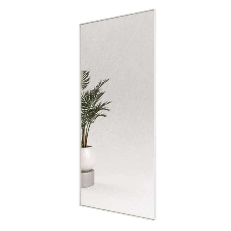 Дизайнерское настенное зеркало Halfeo Slim XL в тонкой раме белого цвета