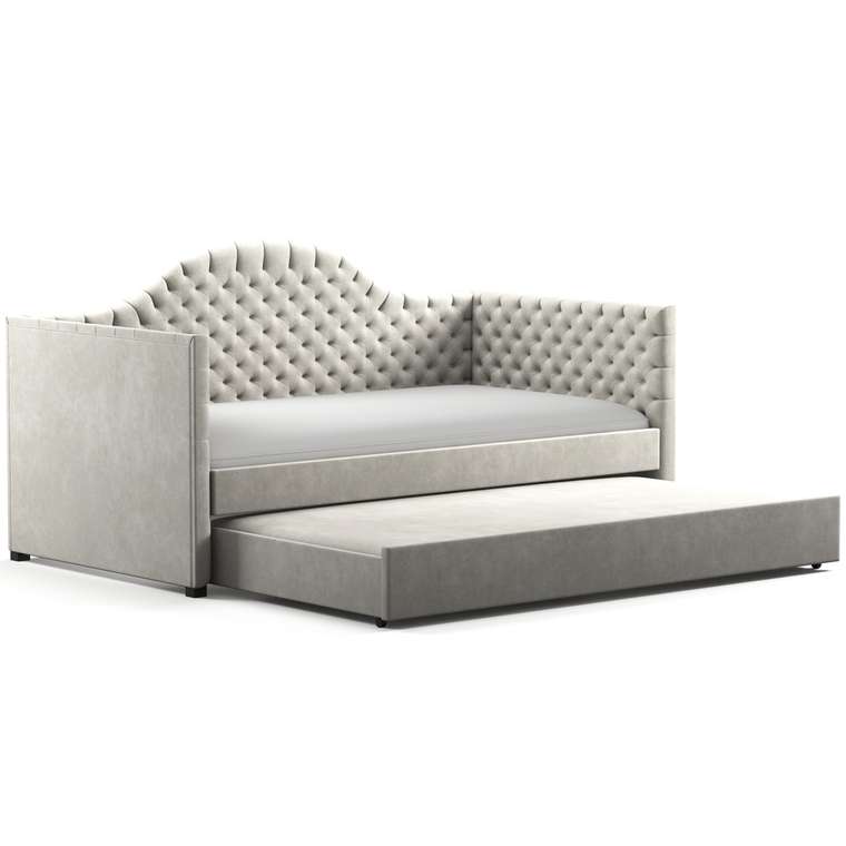 Кровать с дополнительным спальным местом Rosa 100х200 светло-серого цвета