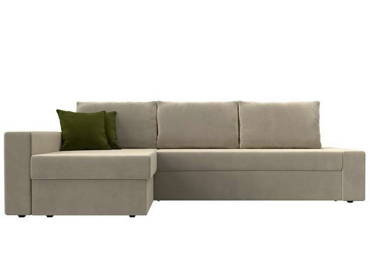 Угловой диван-кровать Версаль бежевого цвета левый угол