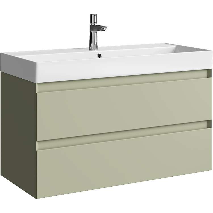 Подвесная тумба с раковиной Geometria 100 светло-зеленого цвета