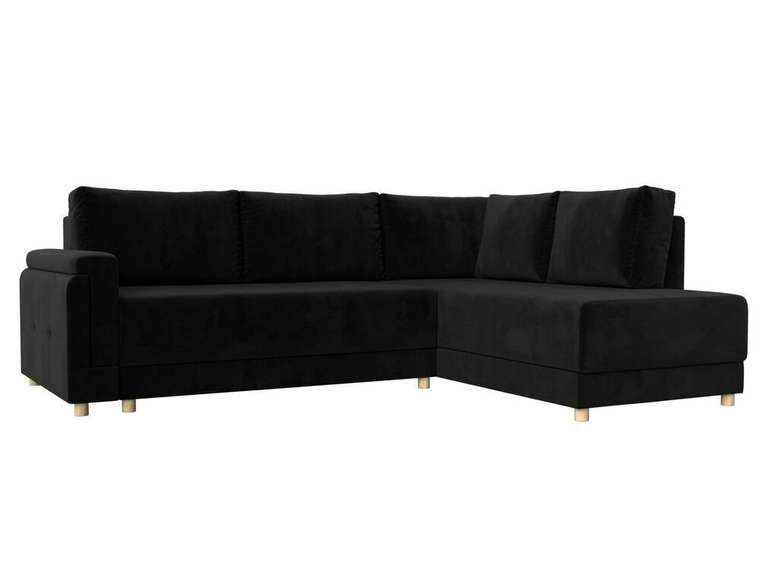 Угловой диван-кровать Лига 024 черного цвета правый угол
