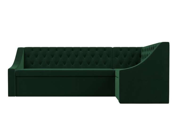 Кухонный угловой диван-кровать Мерлин зеленого цвета правый угол