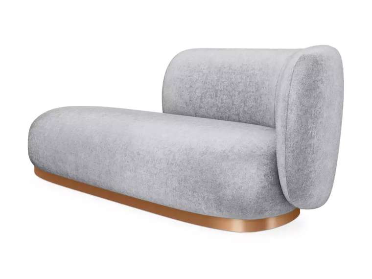 Кушетка Lucca серого цвета с металлической лентой медного цвета правая