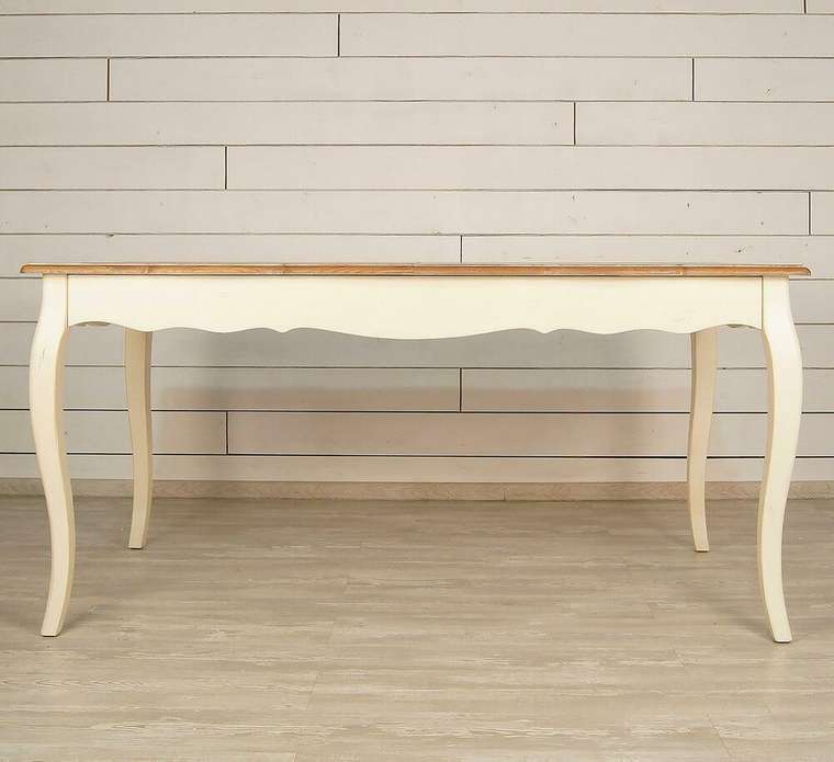 Раздвижной обеденный стол Leontina  бело-коричневого цвета