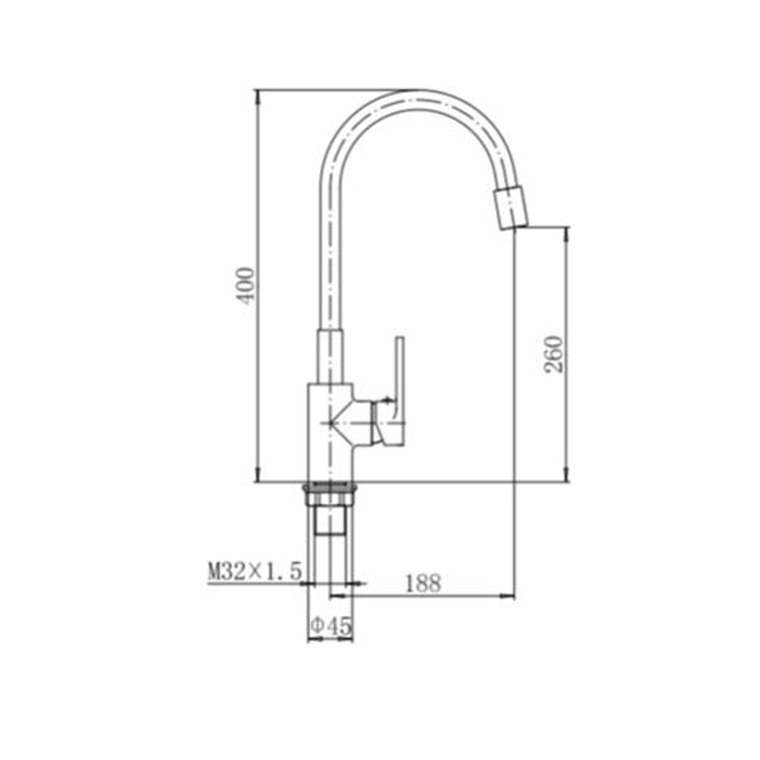 Смеситель для кухни с гибким изливом FASHUN A4253+B03, хром/белый