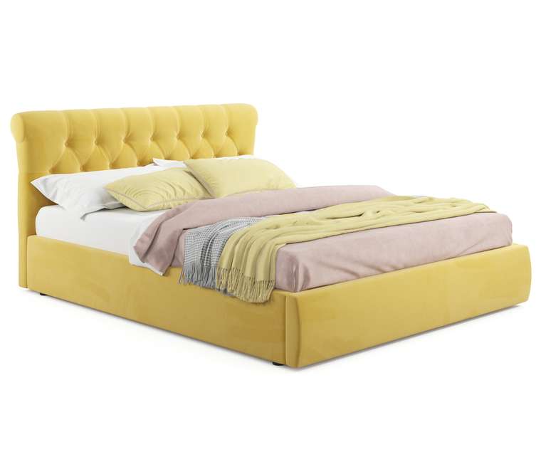 Кровать Ameli 140х200 с подъемным механизмом желтого цвета