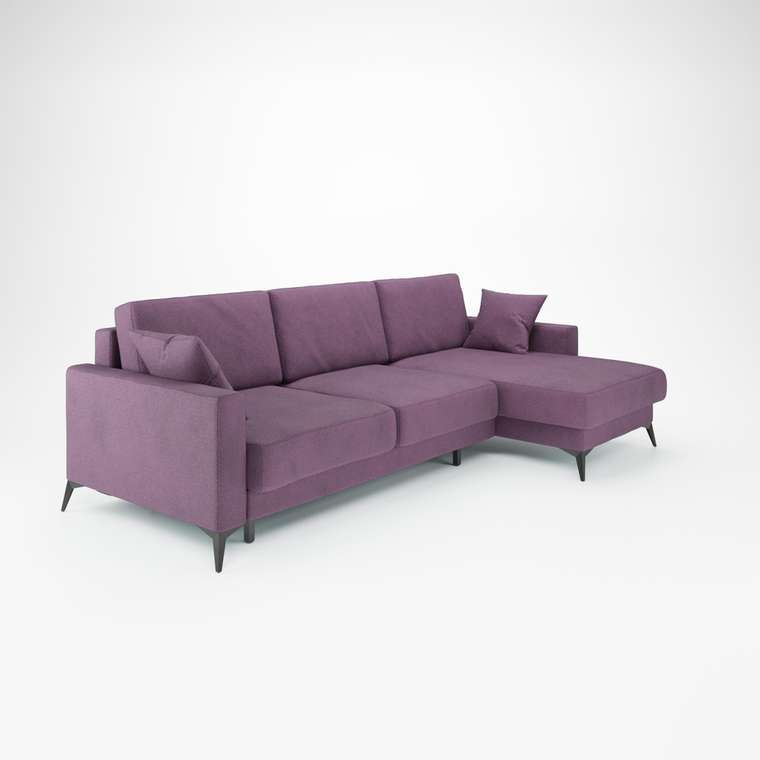 Угловой диван-кровать Наоми 2 сиреневого цвета правый 