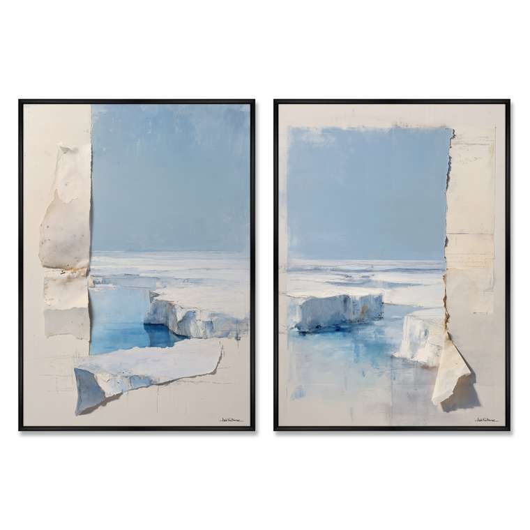 Набор из 2-х репродукций картин на холсте Движение ледяных полей, 2025г.