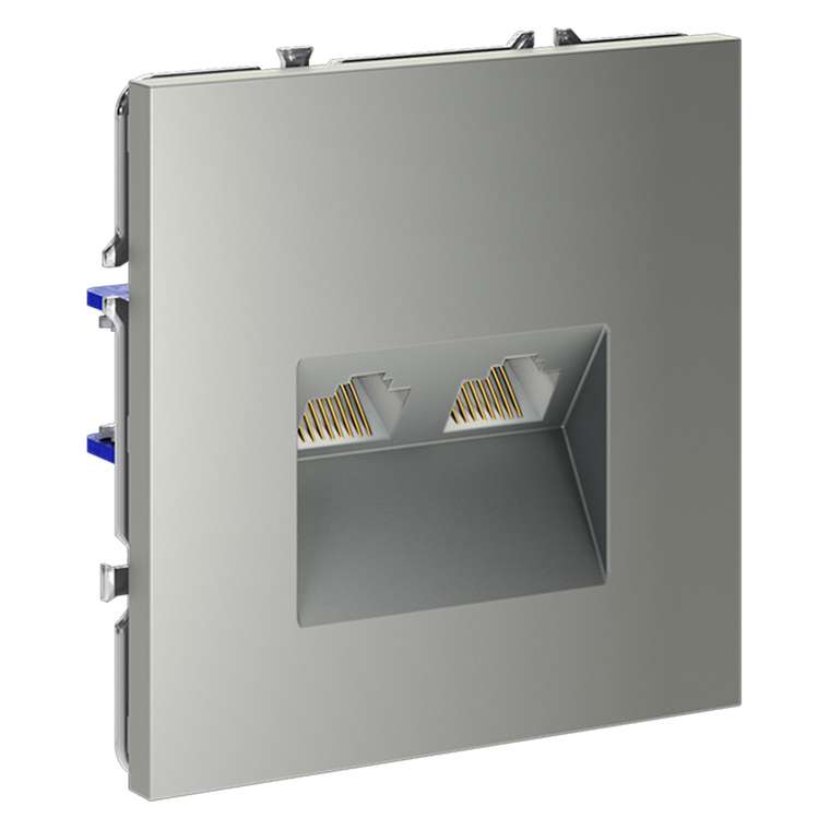 Розетка компьютерная встраиваемая VOLTUM S70 двойная RJ45+RJ45 кат.6, (сталь)