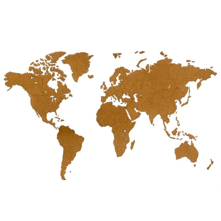 Карта мира Wall Decoration коричневая из МДФ