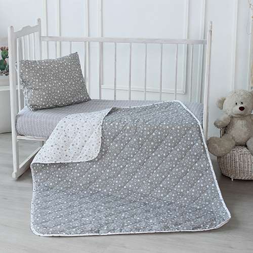 Одеяло-покрывало детское 'BabyRelax' леб. пух 100 гр.110х140, бязь, 'Звездное небо (серый)'