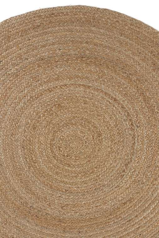 Ковер Vime Hali 120x120 из натурального джута бежевого цвета