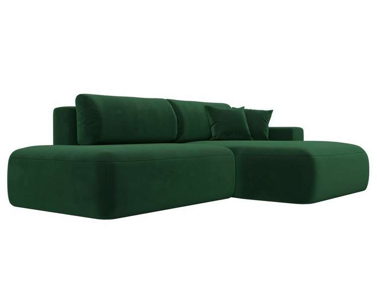 Угловой диван-кровать Лига 036 Модерн темно-зеленого цвета правый угол
