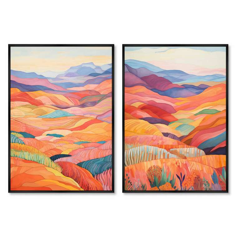 Набор из двух репродукций картин Landscape collection, Patchwork carpet, 2024г.