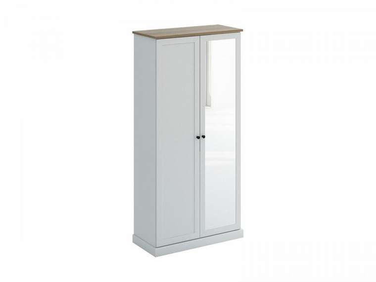 Шкаф двухдверный Caprio белого цвета с зеркалом 