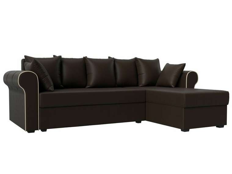 Угловой диван-кровать Рейн коричневого цвета (экокожа) правый угол