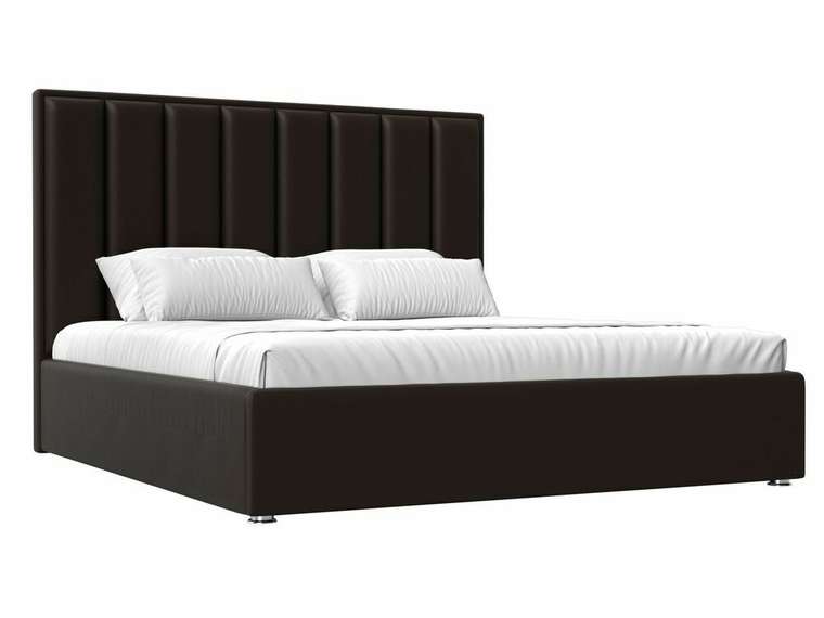 Кровать Афродита 200х200 темно-коричневого цвета с подъемным механизмом (экокожа)